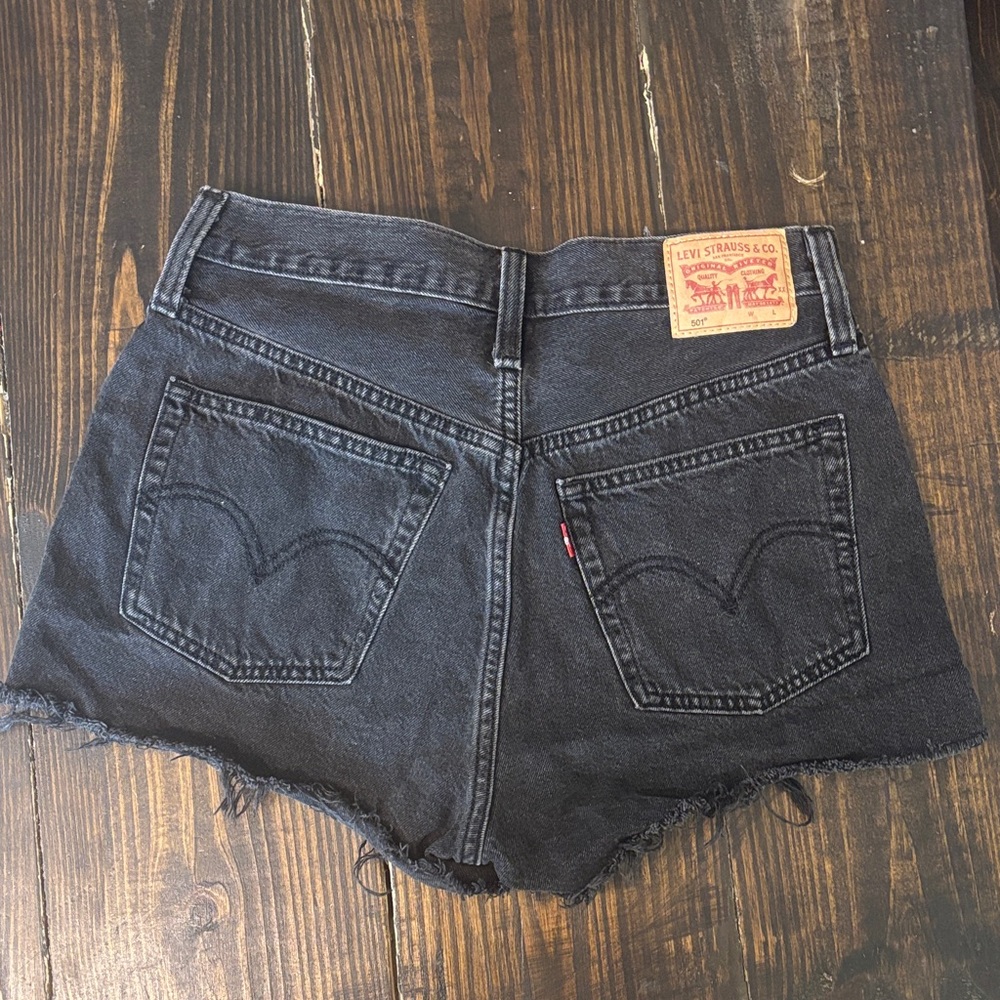 Levi's Women's 501 Black Distressed Jean Shorts